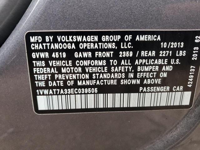 1VWAT7A33EC039505 - 2014 VOLKSWAGEN PASSAT S GRAY photo 12