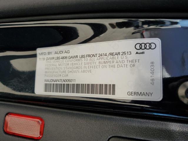 WAUDNAF47LN005011 - 2020 AUDI A4 PREMIUM BLACK photo 12