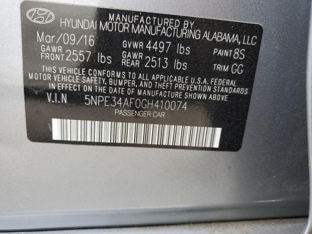 5NPE34AF0GH410074 - 2016 HYUNDAI SONATA SPORT GRAY photo 12