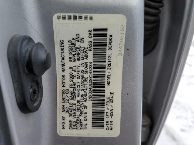 1NXBU40E09Z145234 - 2009 TOYOTA COROLLA LE BASE SILVER photo 13