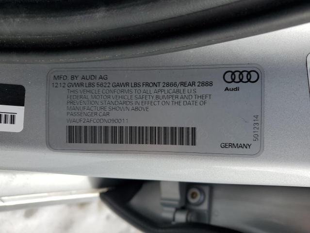 WAUF2AFC0DN090011 - 2013 AUDI S6 SILVER photo 12