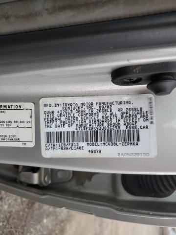 4T1BF32K93U036298 - 2003 TOYOTA CAMRY LE SILVER photo 12