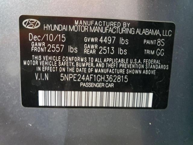 5NPE24AF1GH362815 - 2016 HYUNDAI SONATA SE SILVER photo 13