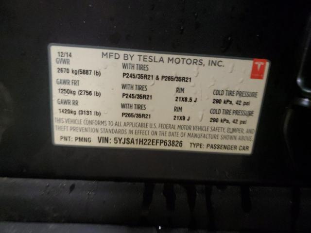 5YJSA1H22EFP63826 - 2014 TESLA MODEL S ნაცრისფერი ფოტო 12
