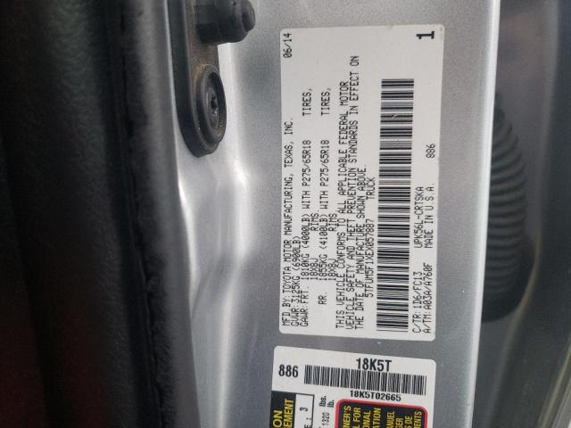 5TFUM5F1XEX057887 - 2014 TOYOTA TUNDRA DOUBLE CAB SR/SR5 SILVER photo 12