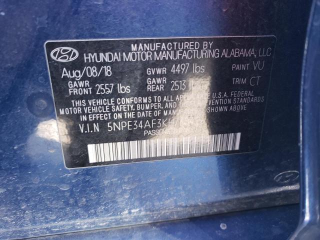 5NPE34AF3KH730496 - 2019 HYUNDAI SONATA LIMITED BLUE photo 13