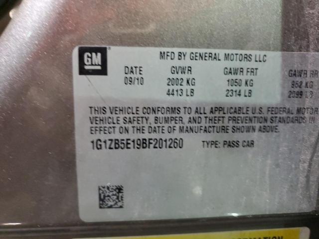 1G1ZB5E19BF201260 - 2011 CHEVROLET MALIBU LS SILVER photo 12