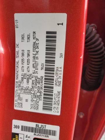 5TFRM5F10KX144540 - 2019 TOYOTA TUNDRA DOUBLE CAB SR/SR5 RED photo 12