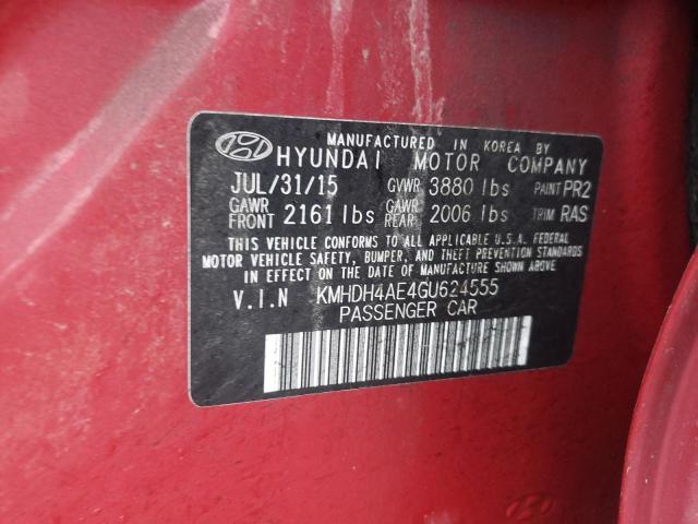 KMHDH4AE4GU624555 - 2016 HYUNDAI ELANTRA SE RED photo 12