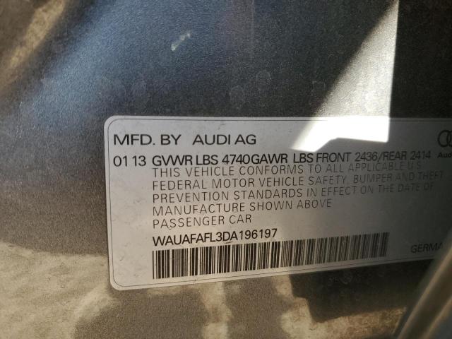 WAUAFAFL3DA196197 - 2013 AUDI A4 PREMIUM GRAY photo 12