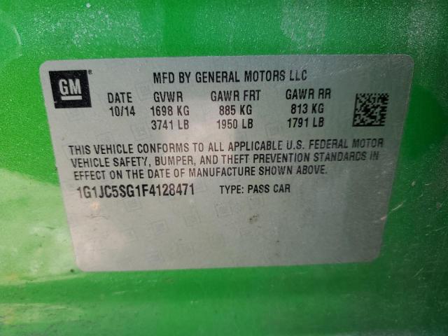 1G1JC5SG1F4128471 - 2015 CHEVROLET SONIC LT GREEN photo 12