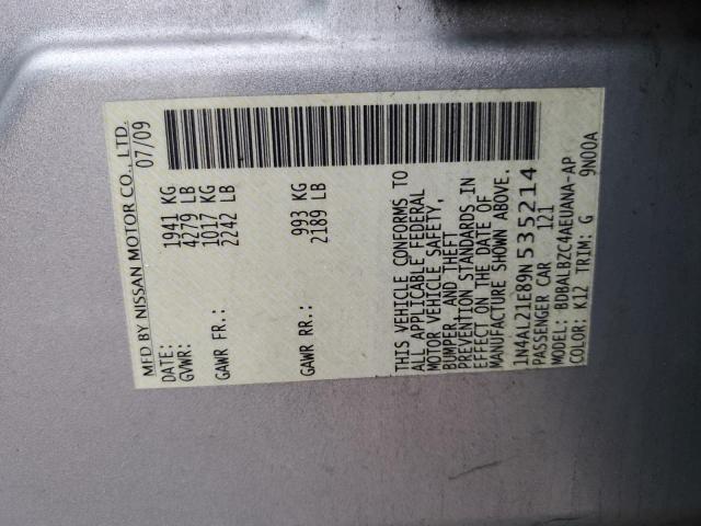 1N4AL21E89N535214 - 2009 NISSAN ALTIMA 2.5 SILVER photo 12