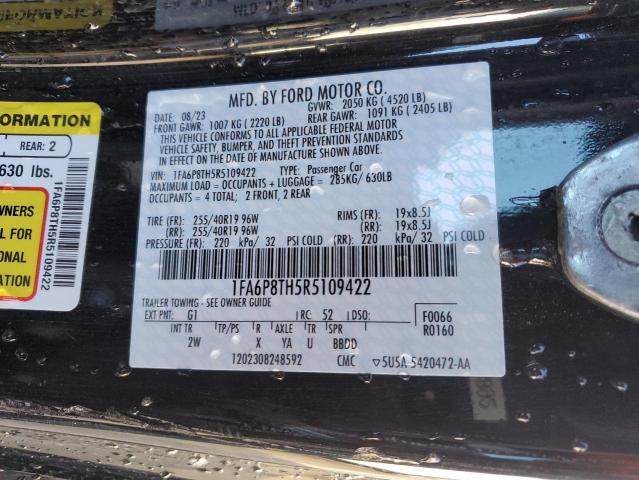 1FA6P8TH5R5109422 - 2024 FORD MUSTANG BLACK photo 12