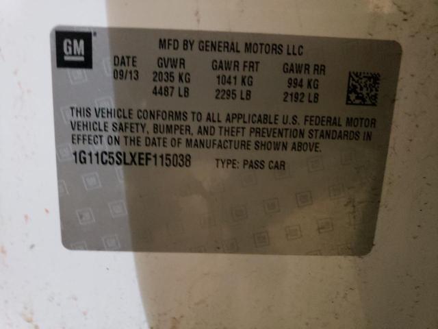 1G11C5SLXEF115038 - 2014 CHEVROLET MALIBU 1LT WHITE photo 12