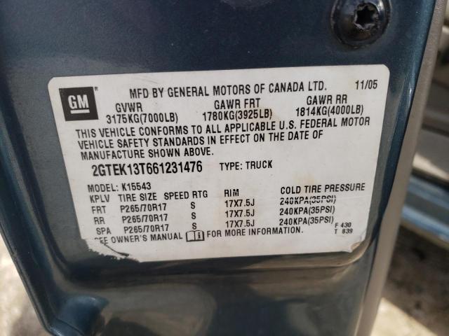 2GTEK13T661231476 - 2006 GMC NEW SIERRA K1500 BLUE photo 12