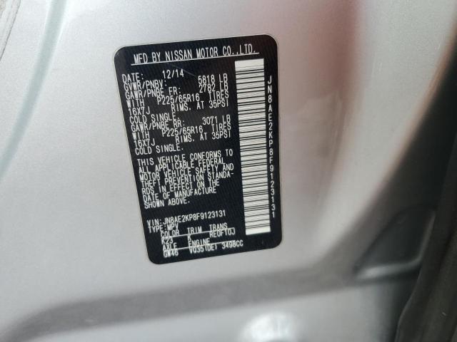 JN8AE2KP8F9123131 - 2015 NISSAN QUEST S SILVER photo 13