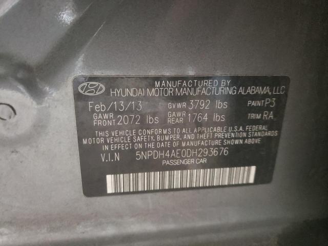 5NPDH4AE0DH293676 - 2013 HYUNDAI ELANTRA GLS GRAY photo 12