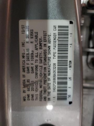 1HGCP26868A063208 - 2008 HONDA ACCORD EXL SILVER photo 12