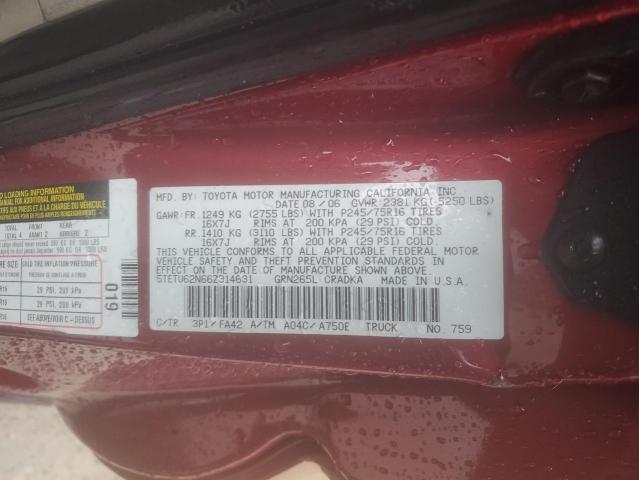 5TETU62N66Z314631 - 2006 TOYOTA TACOMA PRERUNNER ACCESS CAB RED photo 13