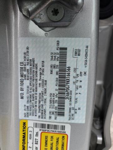 3FA6P0G79KR166566 - 2019 FORD FUSION S SILVER photo 12