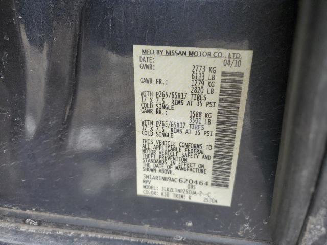 5N1AR1NB9AC620464 - 2010 NISSAN PATHFINDER S GRAY photo 12