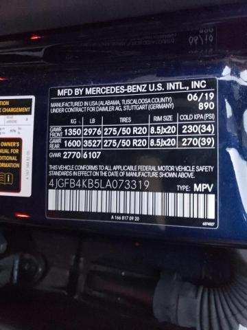 4JGFB4KB5LA073319 - 2020 MERCEDES-BENZ GLE 350 4MATIC BLUE photo 14