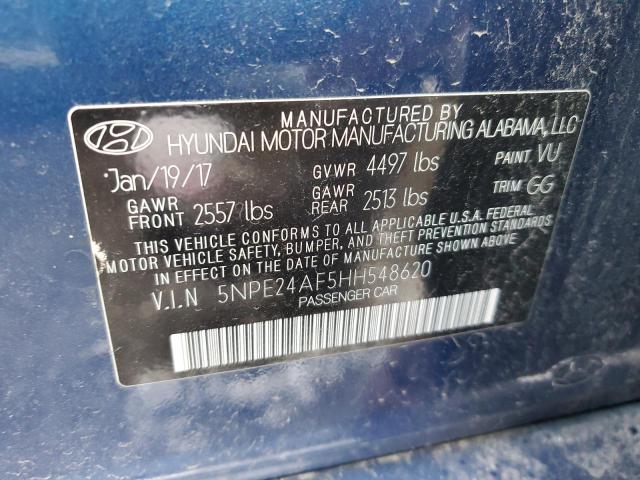 5NPE24AF5HH548620 - 2017 HYUNDAI SONATA SE BLUE photo 12