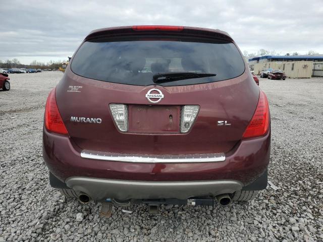 JN8AZ08T37W530595 - 2007 NISSAN MURANO SL MAROON photo 6