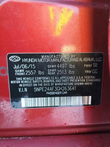 5NPE24AF3GH263641 - 2016 HYUNDAI SONATA SE RED photo 12