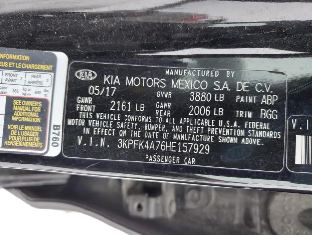 3KPFK4A76HE157929 - 2017 KIA FORTE LX BLACK photo 12