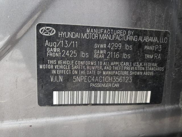 5NPEC4AC1CH356123 - 2012 HYUNDAI SONATA SE GRAY photo 12