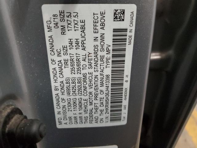 2HKRW5H36JH413398 - 2018 HONDA CR-V LX GRAY photo 12