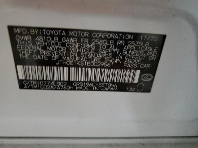 JTHCE1KS1B0029561 - 2011 LEXUS GS 350 WHITE photo 12