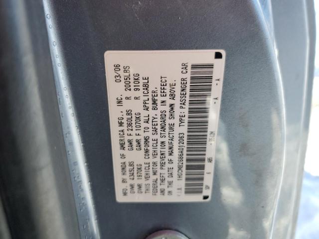 1HGCM82686A012063 - 2006 HONDA ACCORD EX BLUE photo 12