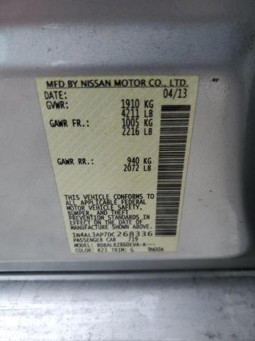 1N4AL3AP7DC268336 - 2013 NISSAN ALTIMA 2.5 SILVER photo 12