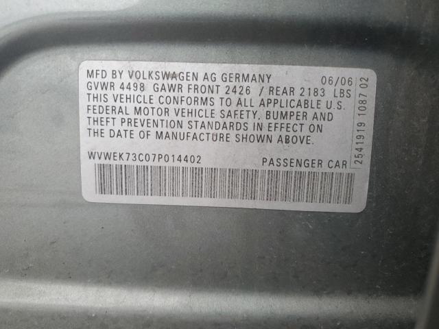 WVWEK73C07P014402 - 2007 VOLKSWAGEN PASSAT 2.0T LUXURY LEATHER GRAY photo 12