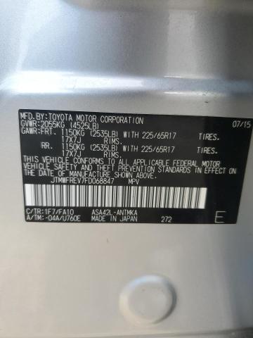 JTMWFREV7FD068847 - 2015 TOYOTA RAV4 XLE SILVER photo 13