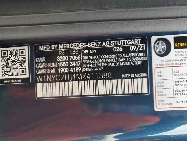 W1NYC7HJ4MX411388 - 2021 MERCEDES-BENZ G 63 AMG BLUE photo 13