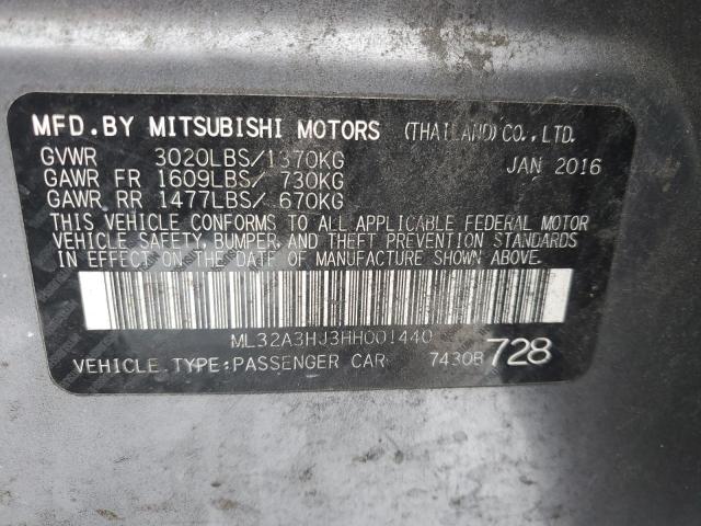 ML32A3HJ3HH001440 - 2017 MITSUBISHI MIRAGE ES GRAY photo 13