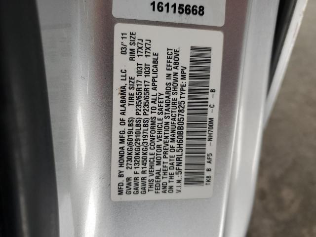 5FNRL5H60BB057825 - 2011 HONDA ODYSSEY EXL SILVER photo 13