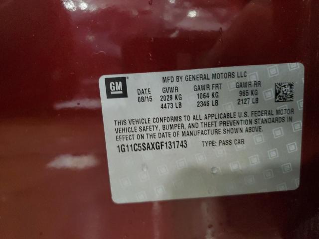 1G11C5SAXGF131743 - 2016 CHEVROLET MALIBU LIM LT 勃艮第红 照片 12