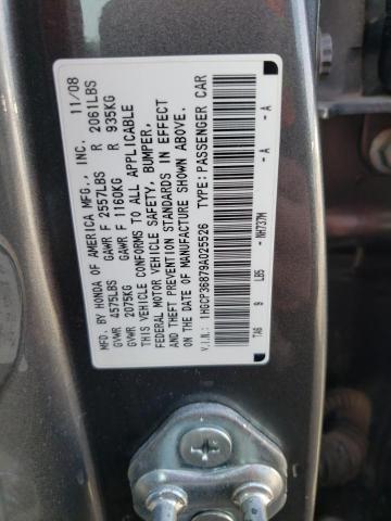 1HGCP36879A025526 - 2009 HONDA ACCORD EXL GRAY photo 12