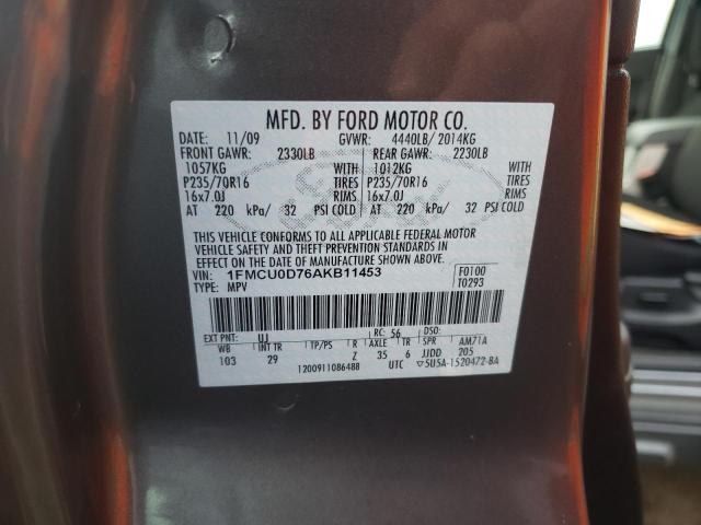 1FMCU0D76AKB11453 - 2010 FORD ESCAPE XLT GRAY photo 12