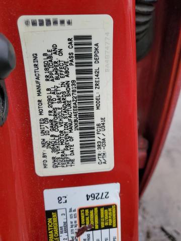 1NXBU4EE6AZ278139 - 2010 TOYOTA COROLLA BASE RED photo 12