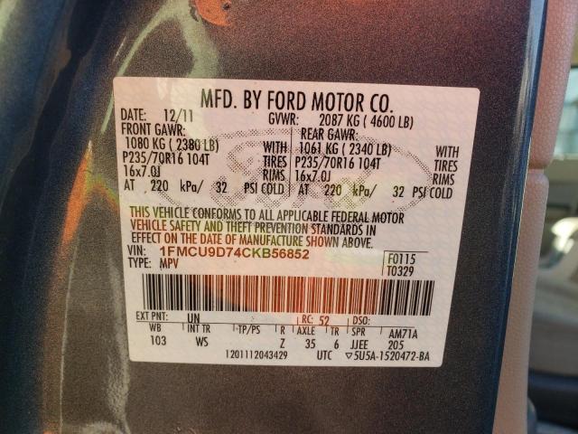 1FMCU9D74CKB56852 - 2012 FORD ESCAPE XLT BLUE photo 12