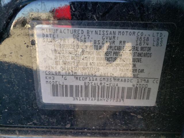 3N1AB7AP8HY277339 - 2017 NISSAN SENTRA S BLACK photo 13