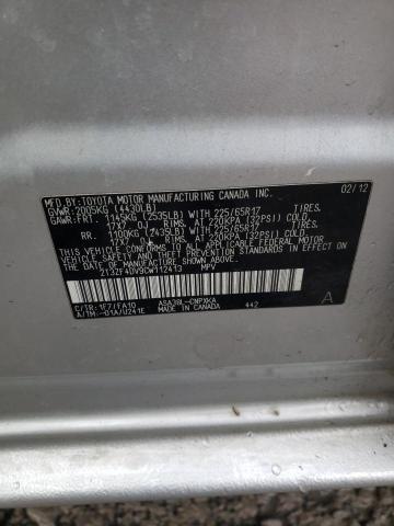 2T3ZF4DV9CW112413 - 2012 TOYOTA RAV4 SILVER photo 13