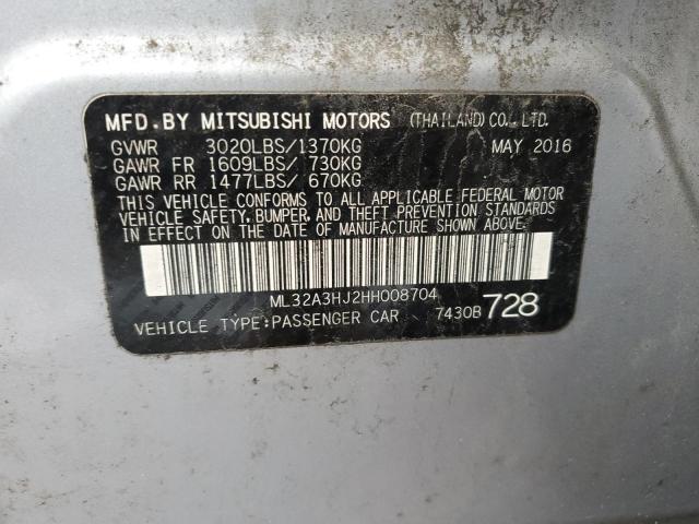 ML32A3HJ2HH008704 - 2017 MITSUBISHI MIRAGE ES SILVER photo 12