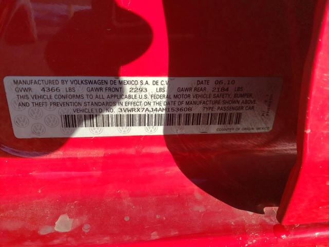 3VWRX7AJ4AM153608 - 2010 VOLKSWAGEN JETTA SE RED photo 12