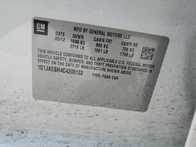 1G1JA5SH4C4208132 - 2012 CHEVROLET SONIC LS 白色 照片 12